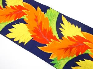 草葉模様織り出し　名古屋帯